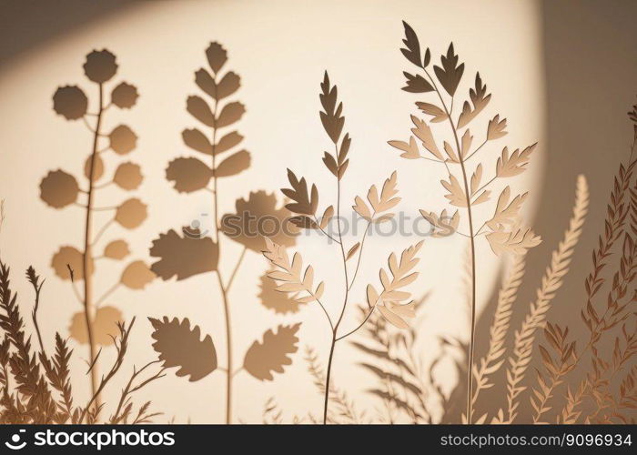 Shadows nature light beige background. Illustration AI Generative AI 