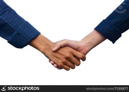 Shake hands on white background Success project trust concept