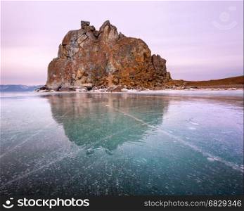 Shamanka Sacred Rock on Olkhon Island, Baikal Lake, Russia