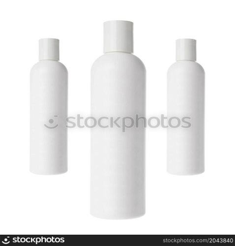 Shampoo bottles isolated on white background