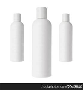 Shampoo bottles isolated on white background