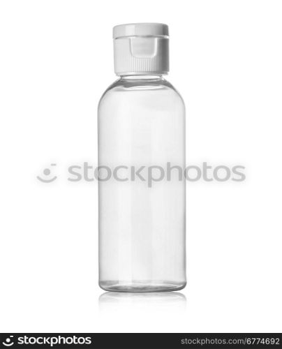 Shampoo, Gel Or Lotion Plastic Bottle On White Background Isolated. Ready For Your Design.with clipping path&#xA;