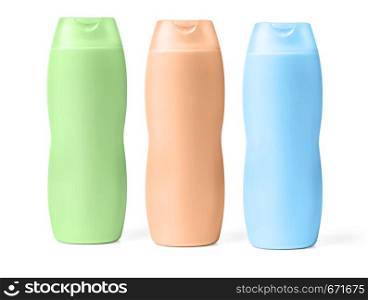 Shampoo Plastic Bottle On White Background Isolated. Ready For Your Design. with clipping path