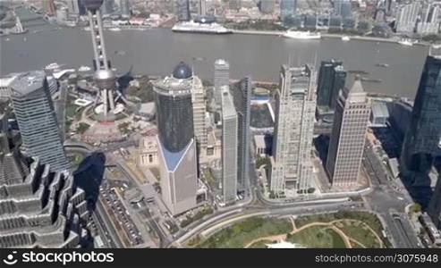 Shanghai cityscape overlooking the Financial District and Huangpu River, China