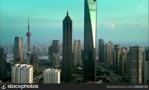 shanghai landmark aerial.