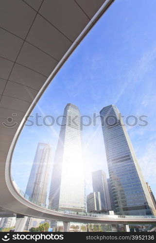 Shanghai Lujiazui flyover and buildings