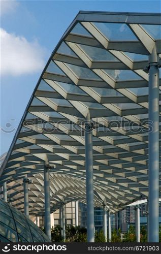 Shanghai new bund puxi architectural dettail view of futuristic roof