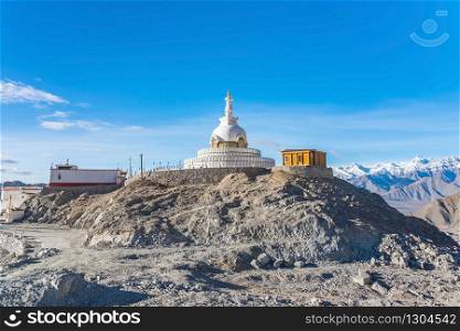 Shanti Stupa on a hilltop in Changpa, Leh district, Ladakh Region, Jammu and Kashmir State, northern India