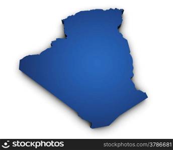 Shape 3d of Algeria map colored in blue and isolated on white background.