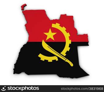 Shape 3d of Angola map with Angolan flag illustration isolated on white background.