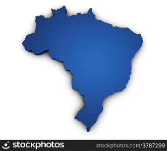 Shape 3d of Brazil map colored in blue and isolated on white background.