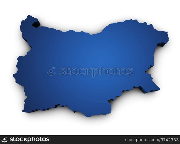 Shape 3d of Bulgaria map colored in blue and isolated on white background.