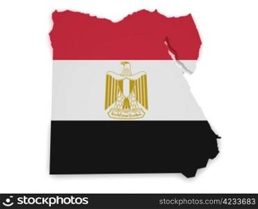 Shape 3d of Egyptian flag and map isolated on white background.