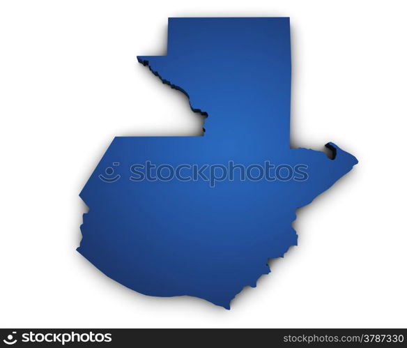 Shape 3d of Guatemala map colored in blue and isolated on white background.