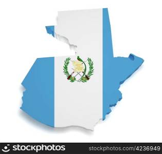 Shape 3d of Guatemalan flag and map isolated on white background.