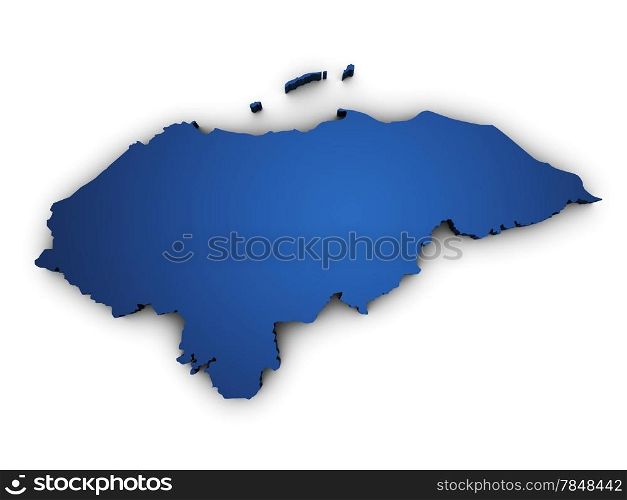 Shape 3d of Honduras map colored in blue and isolated on white background.