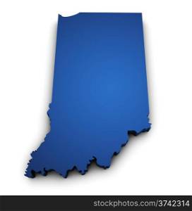 Shape 3d of Indiana State map colored in blue and isolated on white background.