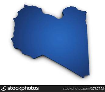Shape 3d of Libya map colored in blue and isolated on white background.