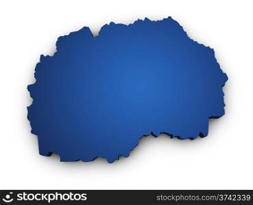 Shape 3d of Macedonia map colored in blue and isolated on white background.