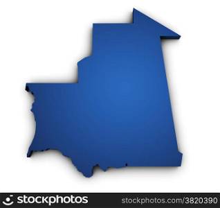 Shape 3d of Mauritania map colored in blue and isolated on white background.