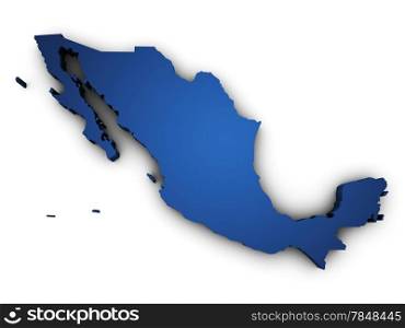 Shape 3d of Mexico map colored in blue and isolated on white background.