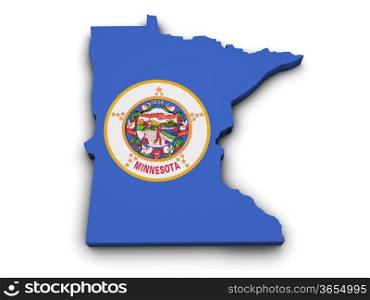 Shape 3d of Minnesota state map with flag isolated on white background.