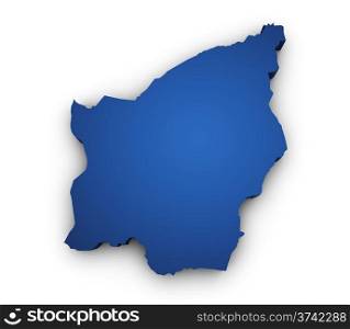 Shape 3d of San Marino map colored in blue and isolated on white background.