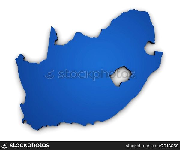 Shape 3d of South Africa map colored in blue illustration isolated on white background.