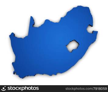 Shape 3d of South Africa map colored in blue illustration isolated on white background.