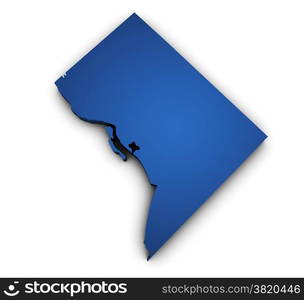 Shape 3d of Washington DC map colored in blue and isolated on white background.