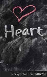 Shape and word of Heart on a blackboard