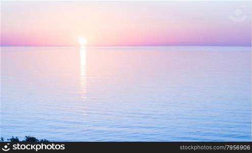 shape reflection sea. Sun reflection on the sea in a normal and foregone sunset