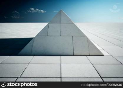 Shape stone tiles floor and pyramids with sky. Illustration Generative AI 
