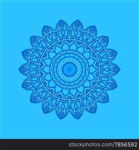 Shape with abstract pattern on blue background