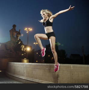 Shapely, athletic girl doing exercises