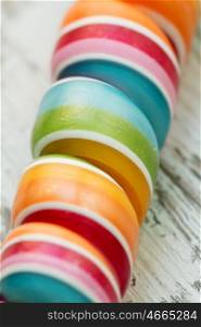 Shapes and colors of a close up lollipop