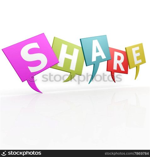 Share speak bubble image with hi-res rendered artwork that could be used for any graphic design.. Share speak bubble