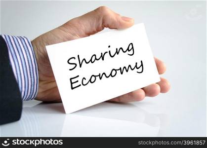 Sharing economy text concept isolated over white background