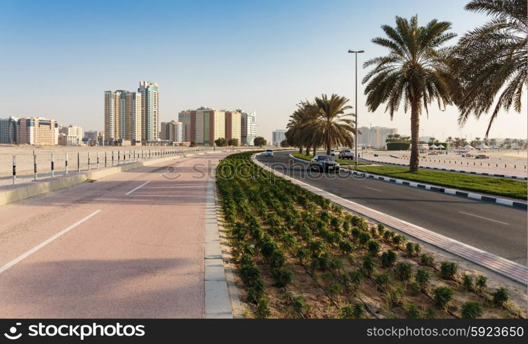 SHARJAH, UAE - NOVEMBER 01, 2013: A general view of the waterfront of Sharjah UAE