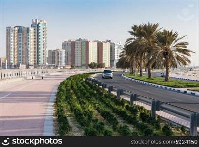 SHARJAH, UAE - NOVEMBER 01, 2013: A general view of the waterfront of Sharjah UAE