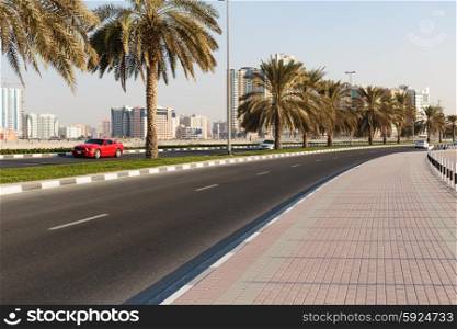SHARJAH, UAE - NOVEMBER 01, 2013: A general view of the waterfront of Sharjah UAE