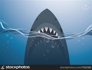 shark in the blue sea background vector illustration
