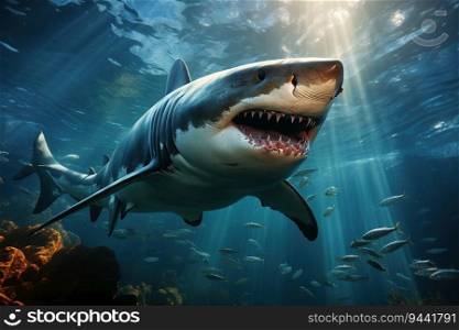shark swimming underwater, created by AI