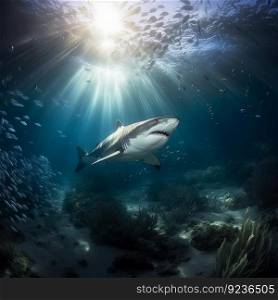 Shark underwater. Illustration Generative AI
