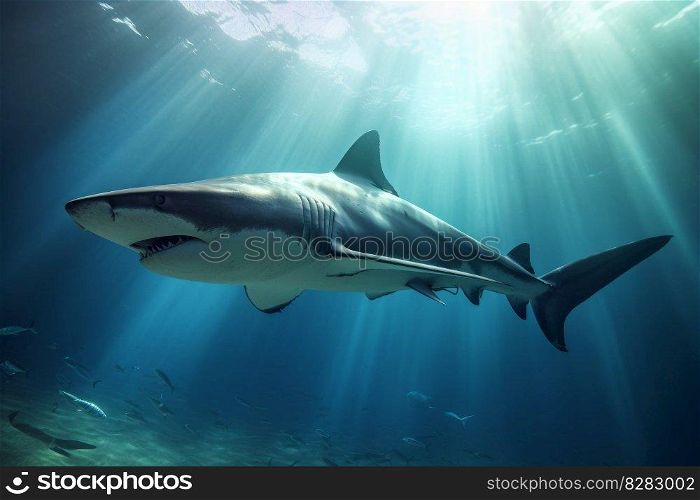 Shark underwater photo. Sea fish. Generate Ai. Shark underwater photo. Generate Ai