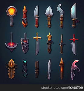 sharp knife weapon game ai generated. steel cut, metal equipment, dagger handle sharp knife weapon game illustration. sharp knife weapon game ai generated