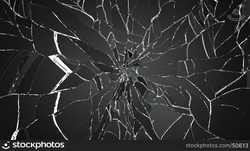Shattered or broken glass Pieces on white. high resolution 3d illustration, 3d rendering