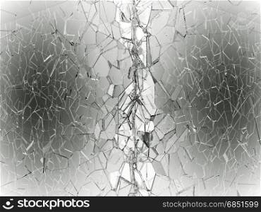 Shattered or demolished glass over white background. 3d rendering 3d illustration