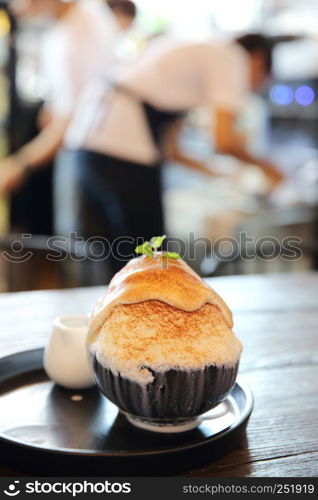 Shaved ice with milk and Chocolate