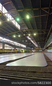 Sheet mill in ferrous metallurgy work produces sheets of steel